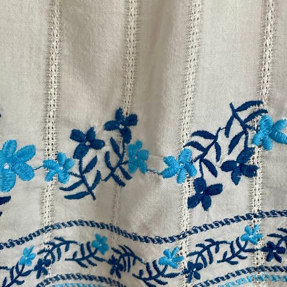 Old Navy Y2K Babydoll Floral Embroidery Top Sz L Boho Peasant Cottagecore Casual - Picture 8 of 10